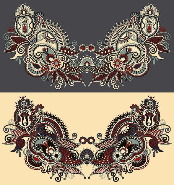 Escote adornado floral paisley bordado diseño de moda