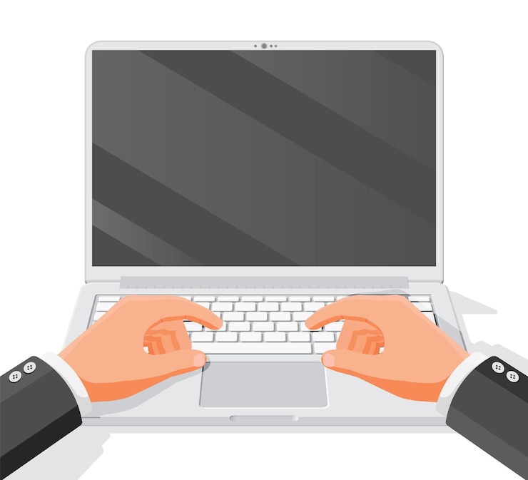 Vector escriba a mano o imprima en el teclado de la computadora portátil