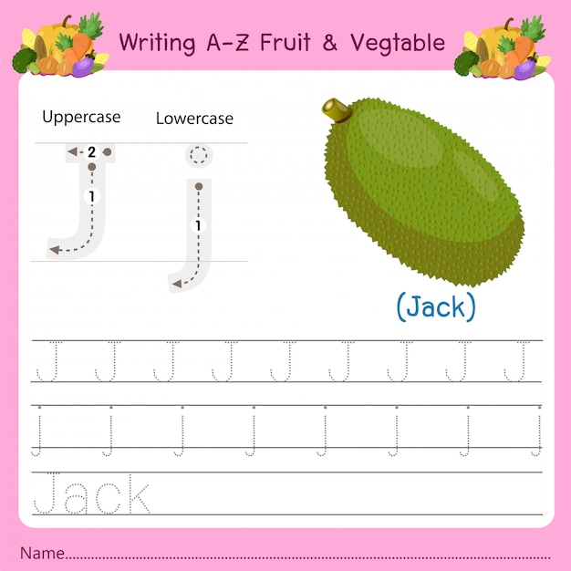 Escribiendo az frutas y verduras j