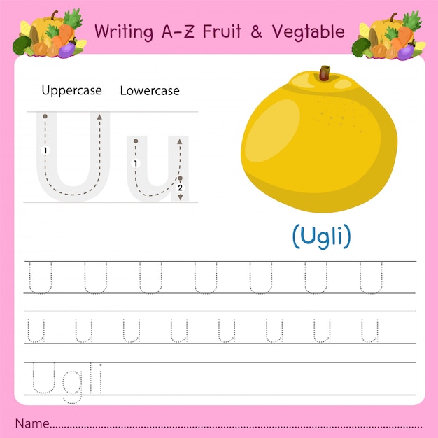 Escribiendo az frutas y verduras u