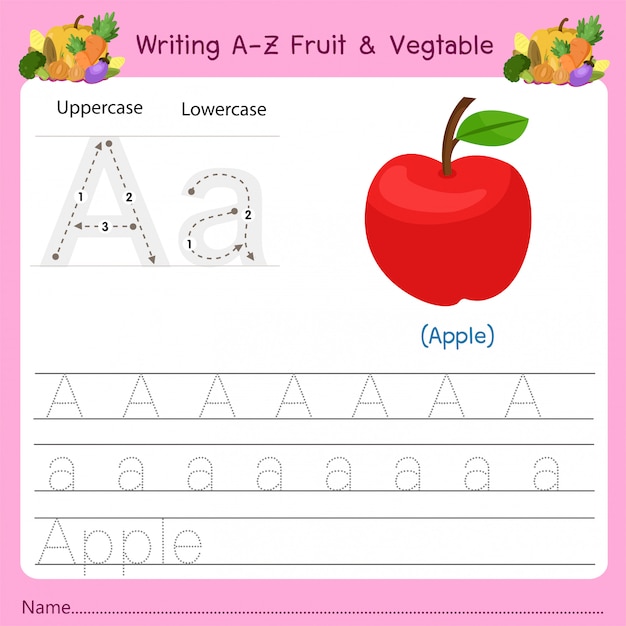 Escribiendo az frutas y verduras a