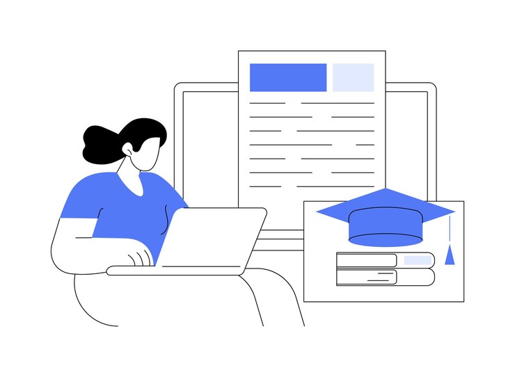 Vector escribir ensayo de aplicación ilustraciones vectoriales de dibujos animados aislados