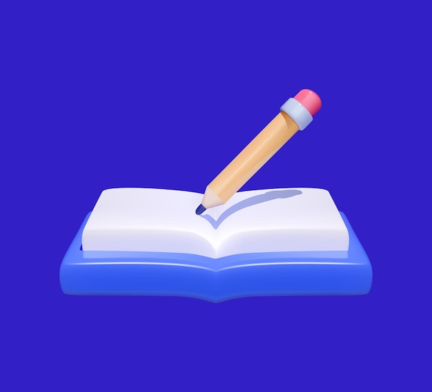 Escribir con lápiz 3D en un libro abierto