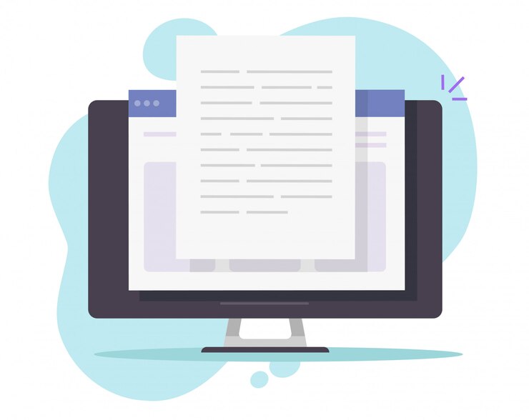 Vector escribir texto en una computadora de escritorio