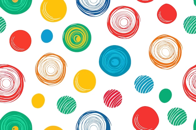 Escripturas circulares coloridas Patrón círculos concéntricos Diseño abstracto en blanco