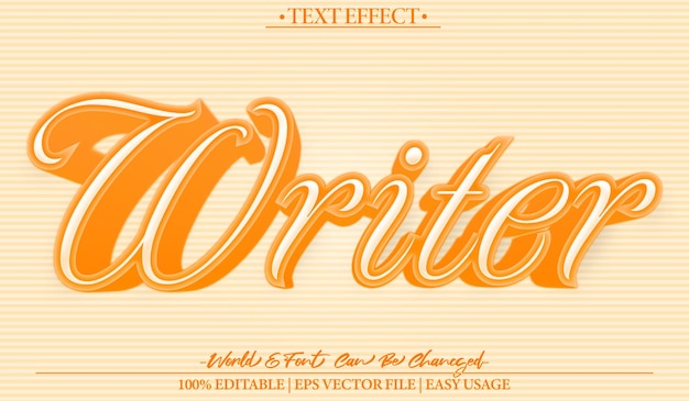 Escritor Efecto de texto vectorial Editable alfabeto papel escribir lápiz libro