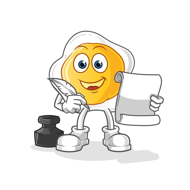 Escritor de huevos fritos. personaje animado