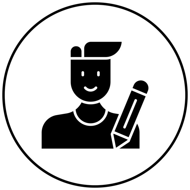 Escritor Imagen vectorial de icono masculino Se puede usar para profesiones