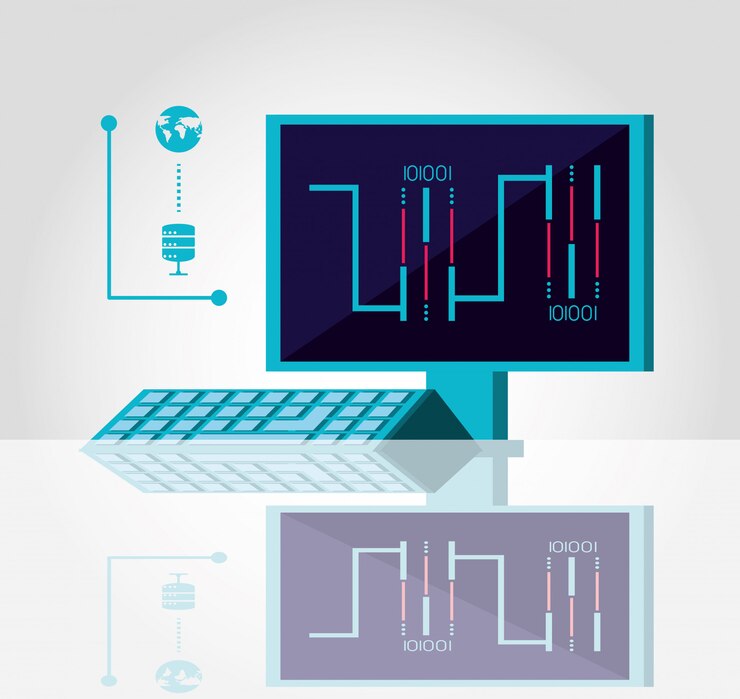 Vector escritorio para computadora con servicio de centro de datos