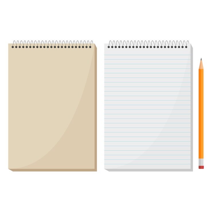 Vector escritorio para cuadernos suministros de ilustración vectorial cuaderno clásico y lápiz escriba sus notas