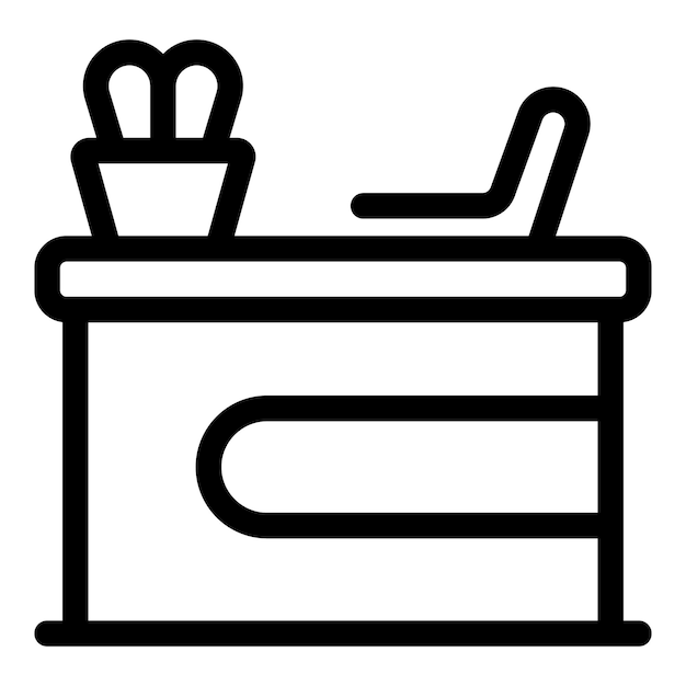 Escritorio con silla e icono de planta que representa el lugar de trabajo