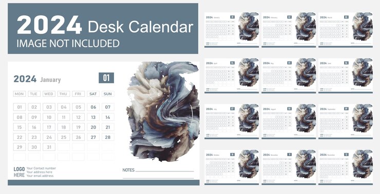 Escritorio vectorial moderno Diseño del calendario 2024