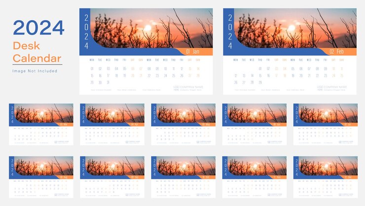 Escritorio vectorial moderno Diseño del calendario 2024