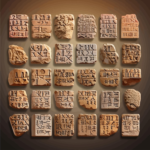 Vector escritura cuneiforme acadiana, asiria y sumeria
