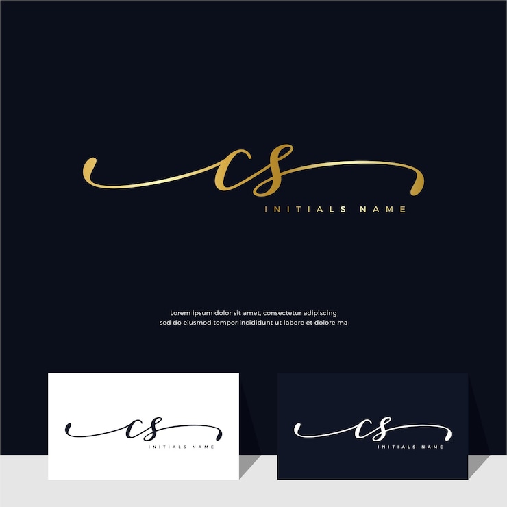 Vector escritura inicial de la letra cs cs diseño de logotipo femenino y de belleza en color dorado