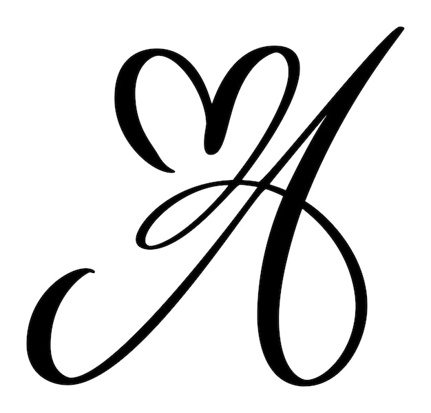 Escritura letra mayúscula logotipo caligrafía carta de amor Un estilo de pincel vectorial dibujado a mano
