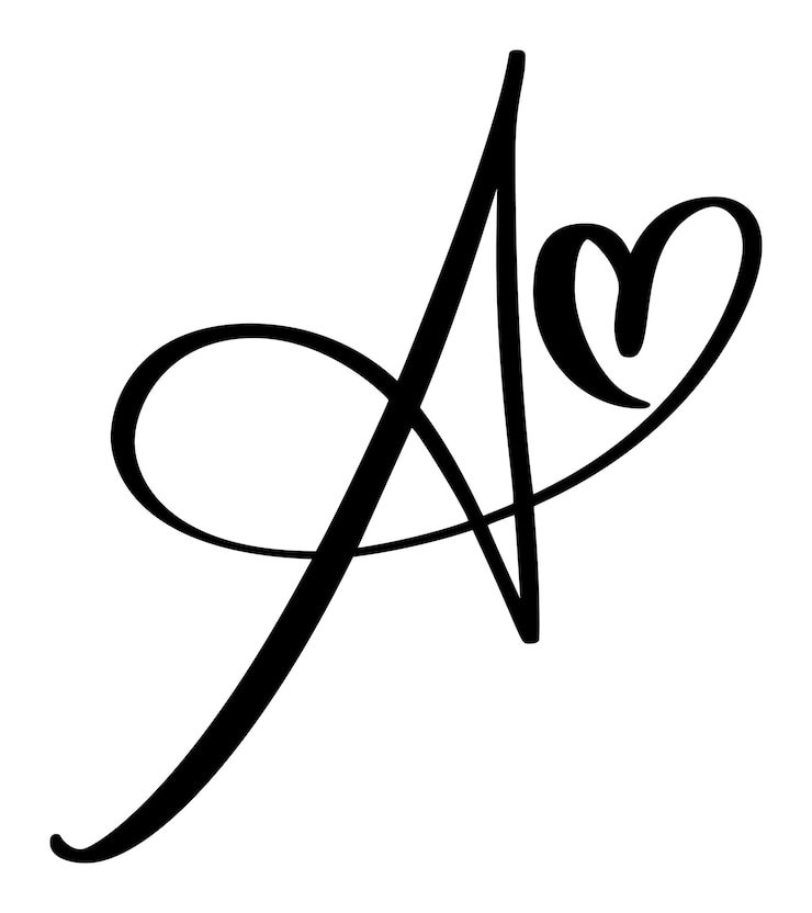 Vector escritura letra mayúscula logotipo caligrafía carta de amor una inicial estilo de pincel vectorial dibujado a mano