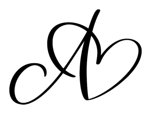 Escritura letra mayúscula logotipo caligrafía carta de amor una inicial estilo de pincel vectorial dibujado a mano