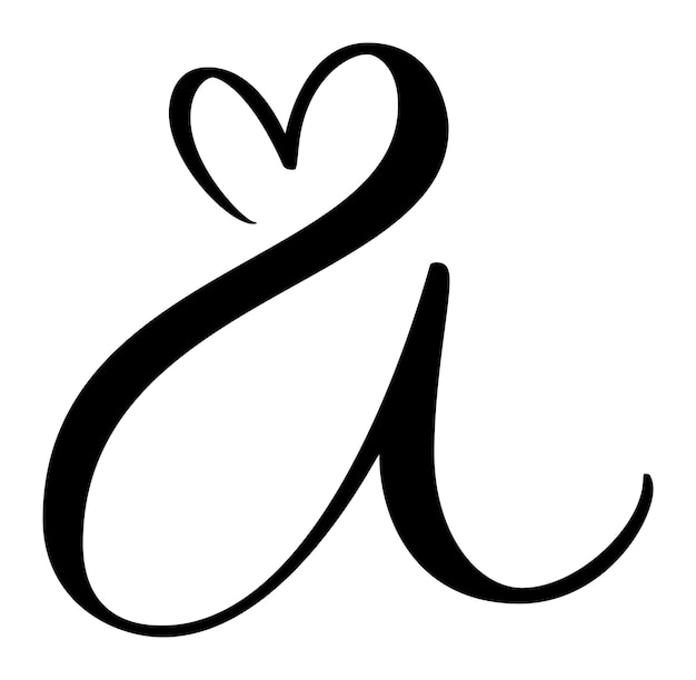 Escritura letra mayúscula logotipo caligrafía carta de amor una inicial estilo de pincel vectorial dibujado a mano