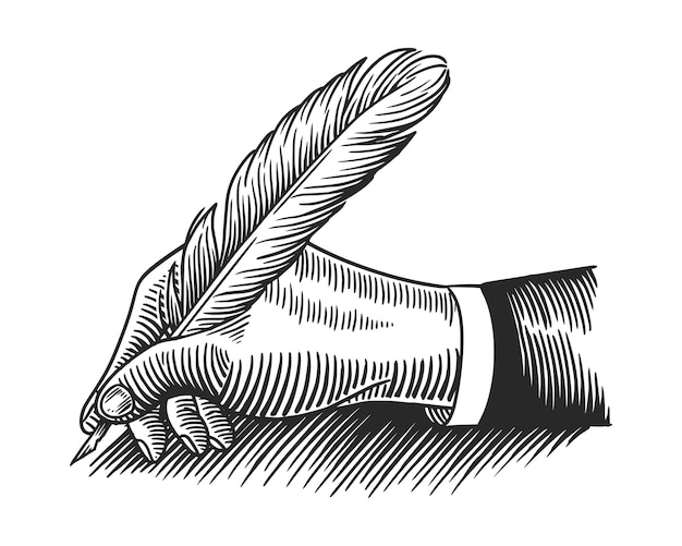 Escritura a mano con una pluma en estilo vintage Grabado, ilustración vectorial.