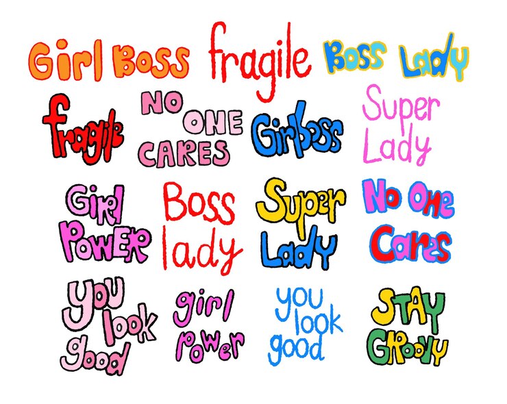 Escritura a mano de textos de girl power para fuentes tipografía logotipo icono pegatina impresión publicación en las redes sociales