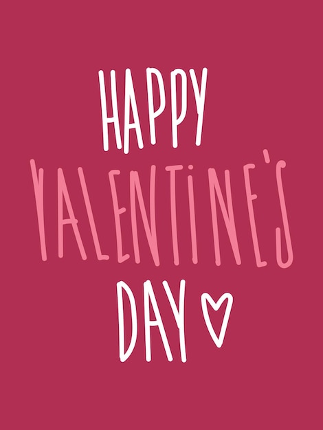 Escritura a mano tipografía feliz día de San Valentín diseño de tarjeta de felicitación rosa romántico