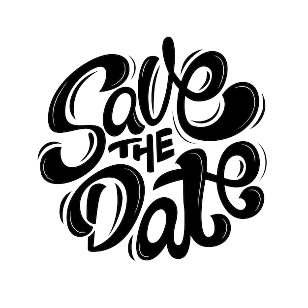 Escritura de tinta con pincel dibujado a mano en estilo de caligrafía moderna Guardar la fecha Texto elegante escritura ortográfica para la decoración de la invitación de boda Ilustración vectorial