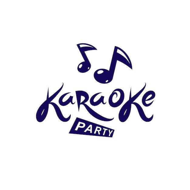 Escritura de vector de fiesta de karaoke compuesta con notas musicales, emblema de estilo de vida de ocio y relajación para el cartel de invitación de fiesta de club nocturno.