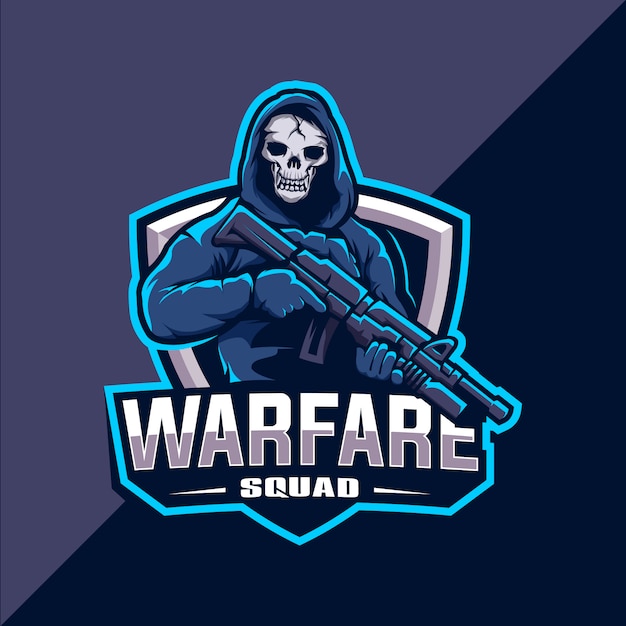 Escuadrón de calaveras con logotipo de esport de mascota de pistola
