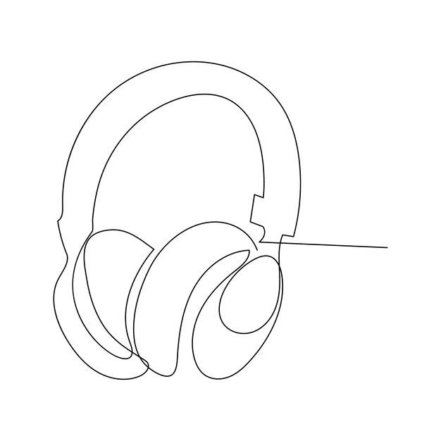 Escuchadores continuo de una sola línea contorno dibujo de arte vectorial y simple diseño minimalista de una línea
