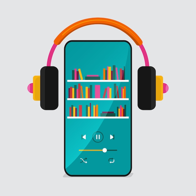 Vector escuchar audiolibros nueva forma de aprender digital ilustración del concepto educativo