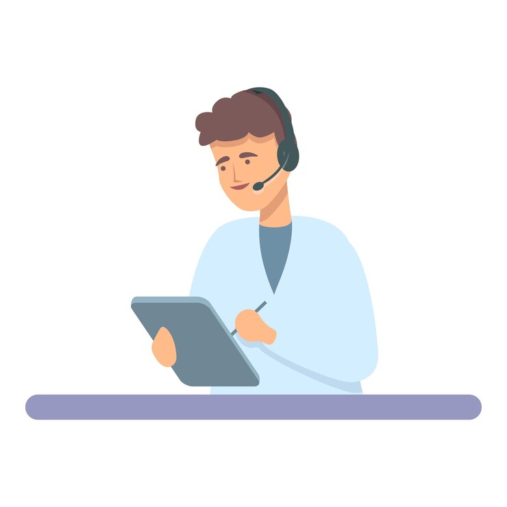 Vector escuchar en línea icono dibujos animados vector médico salud clínica persona