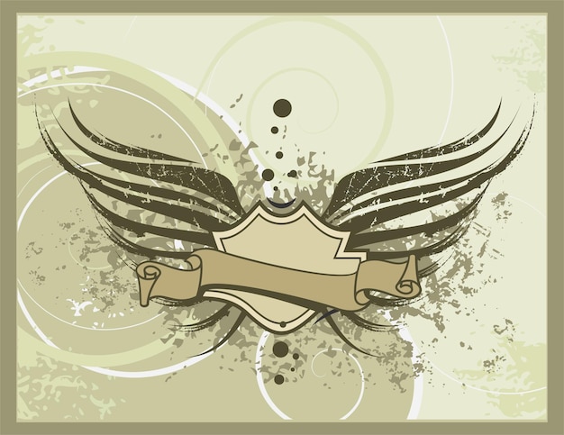 escudo ala ornamento vector