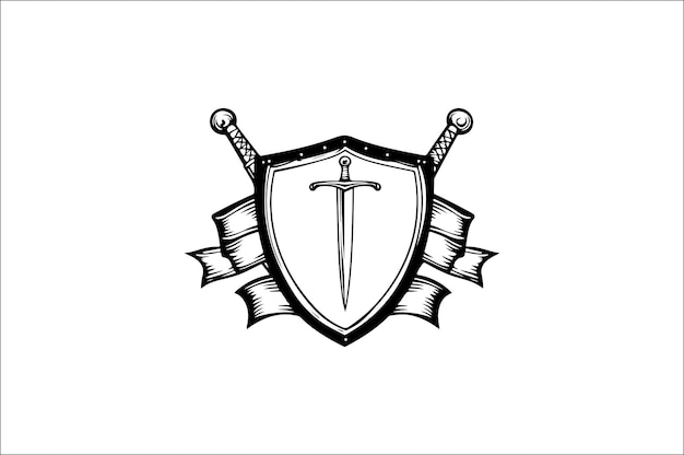 Escudo de armas abstracto silueta vectorial escudo vintage silueta vectoria
