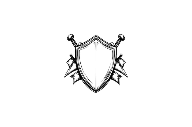 Escudo de armas abstracto silueta vectorial escudo vintage silueta vectoria