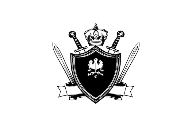 Escudo de armas abstracto silueta vectorial escudo vintage silueta vectoria