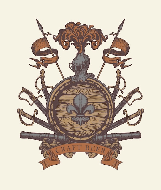 escudo de armas barril de cerveza