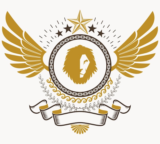 Escudo de armas heráldico, emblema vectorial vintage.