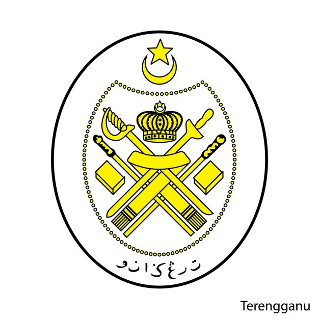 El escudo de armas de Terengganu es un emblema vectorial de la región de Malasia