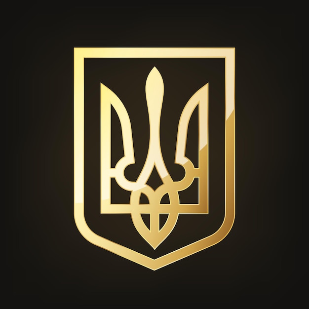 Escudo de armas de ucrania emblema de estado dorado icono de tridente dorado