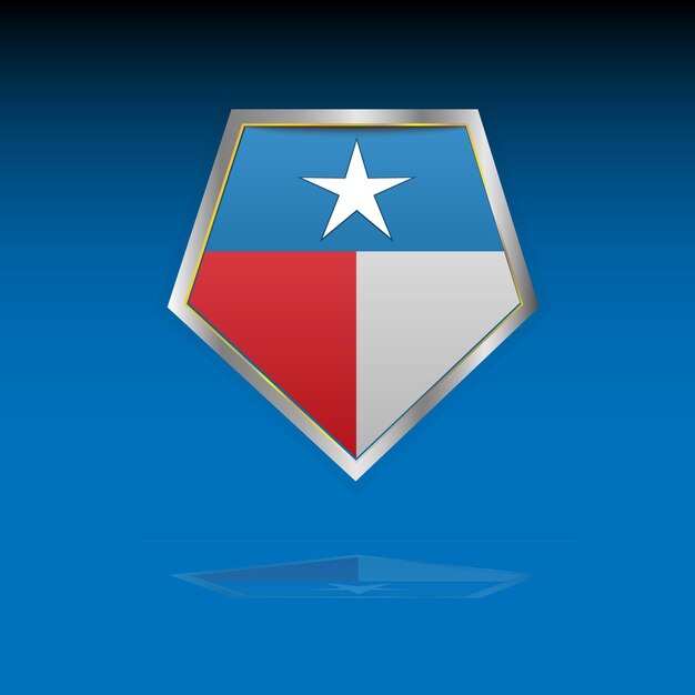 Vector escudo con la bandera del estado de texas en un fondo azul tradicional