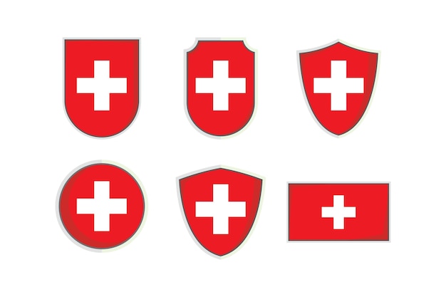 Escudo de bandera nacional suiza Conjunto de insignias