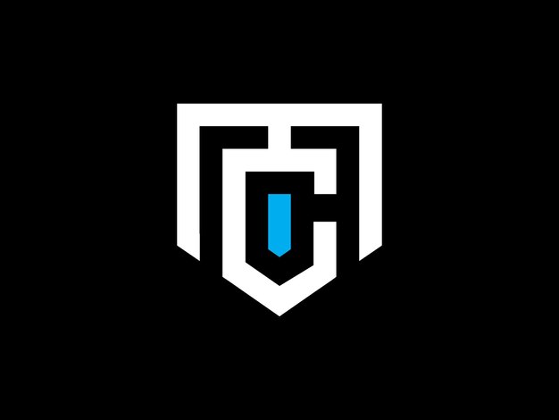 Un escudo en blanco y negro con la letra c en él