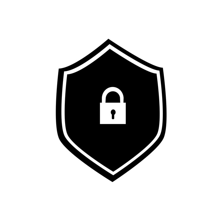 Escudo con candado, diseño de ilustraciones vectoriales de estilo plano.