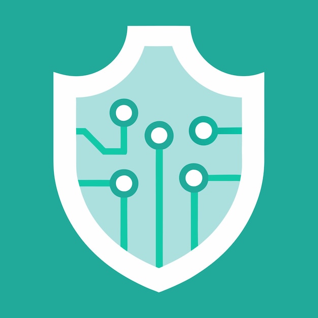 Escudo de ciberseguridad con código binario y diseño de circuitos