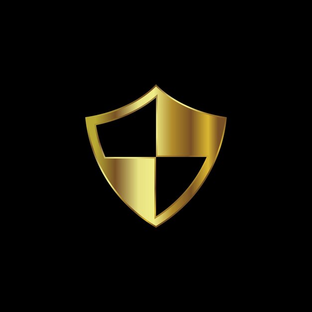 Escudo de color dorado Plantilla de vector de icono de protección segura