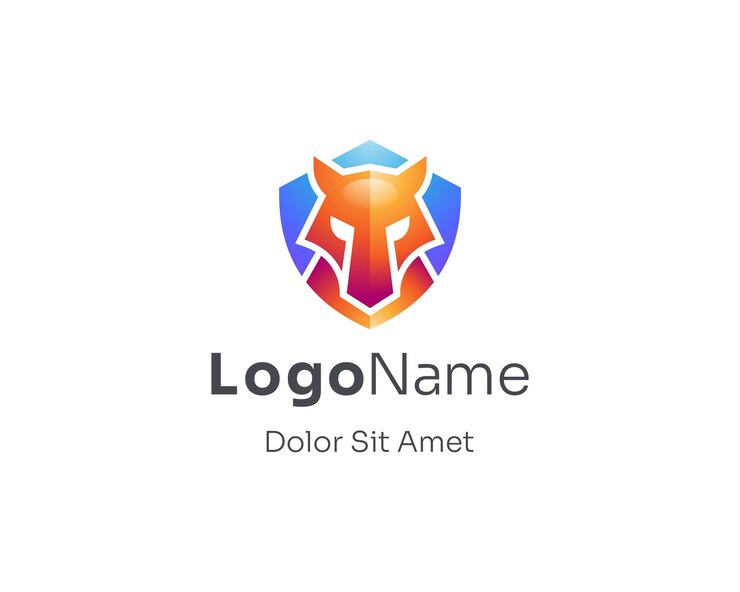 Vector escudo colorido con logo de lobo simple
