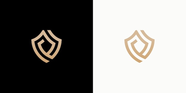 escudo contorno línea arte monoline logo vector icono