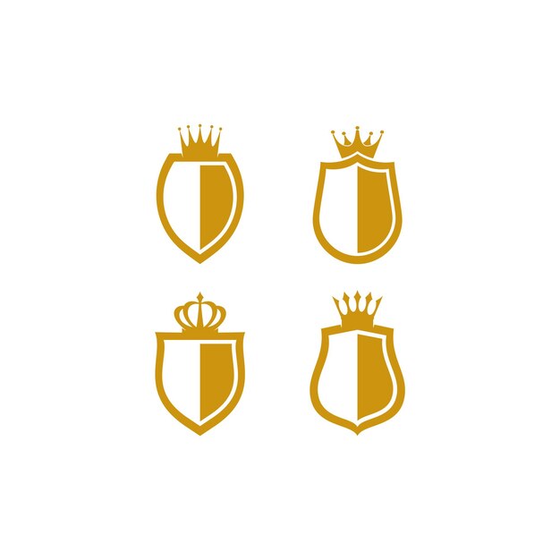 Escudo con corona logo vetor icono ilustración