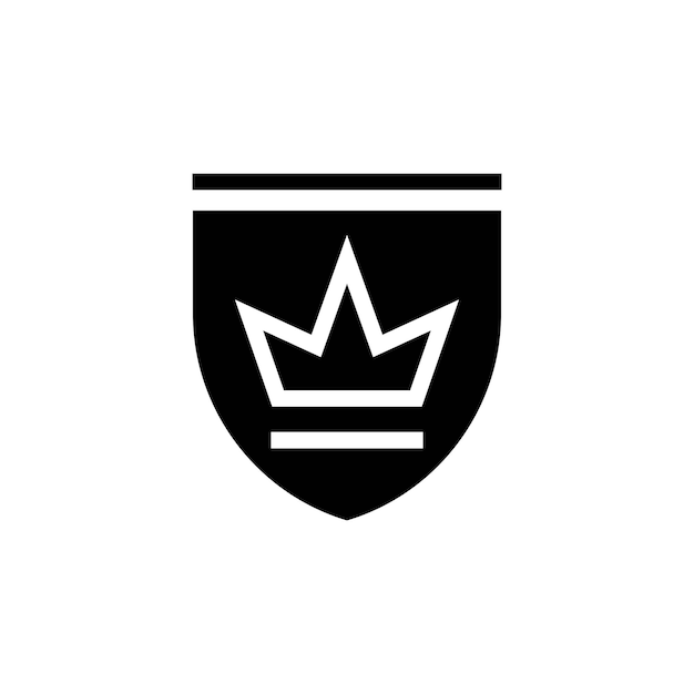 escudo y corona signo seguridad lujo logotipo diseño vector silueta minimalista